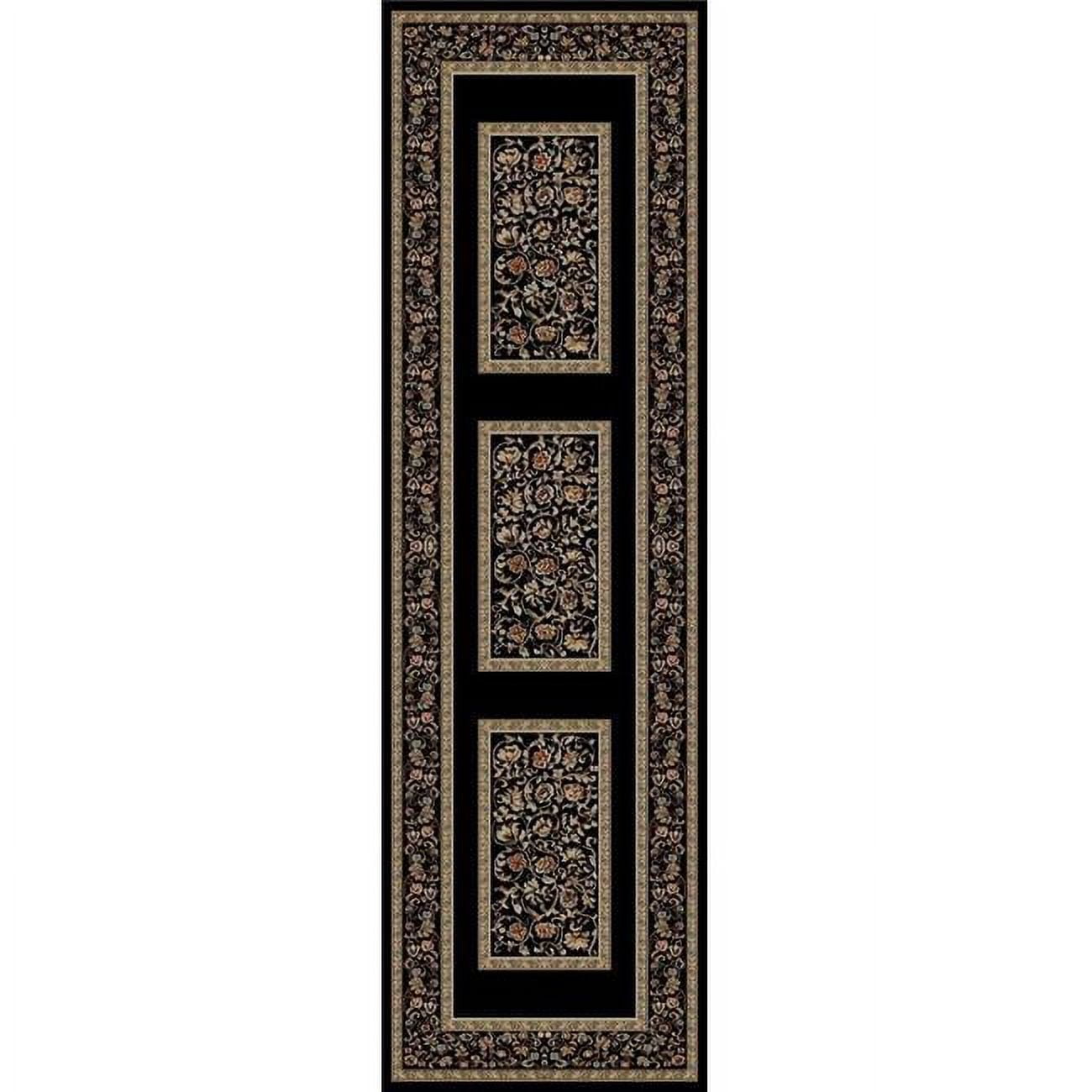 9 ft. 3 in. x 12 ft. 6 in. Ankara Floral Border - Black