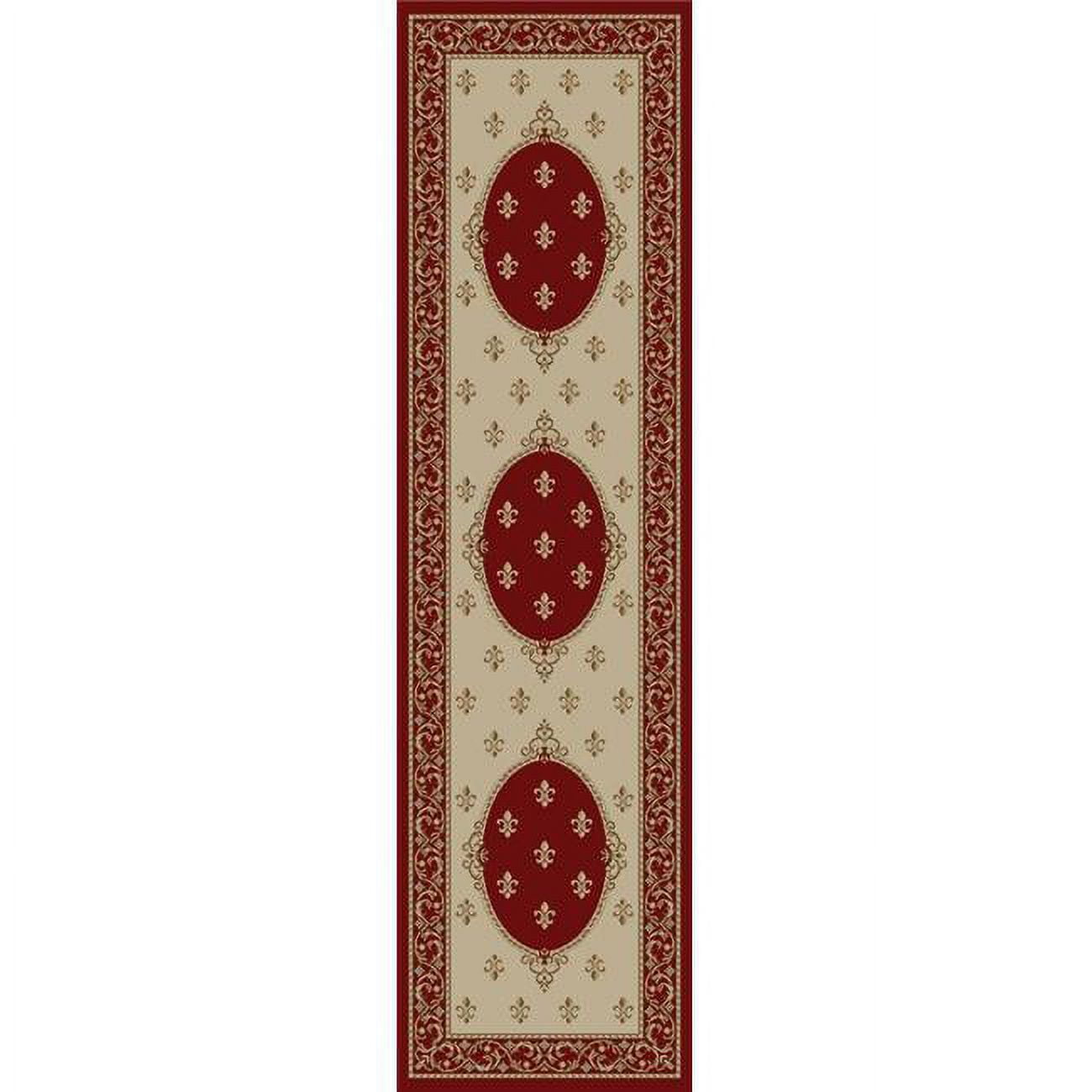 2 ft. 3 in. x 7 ft. 7 in. Jewel Fleur De Lys Medallion - Red