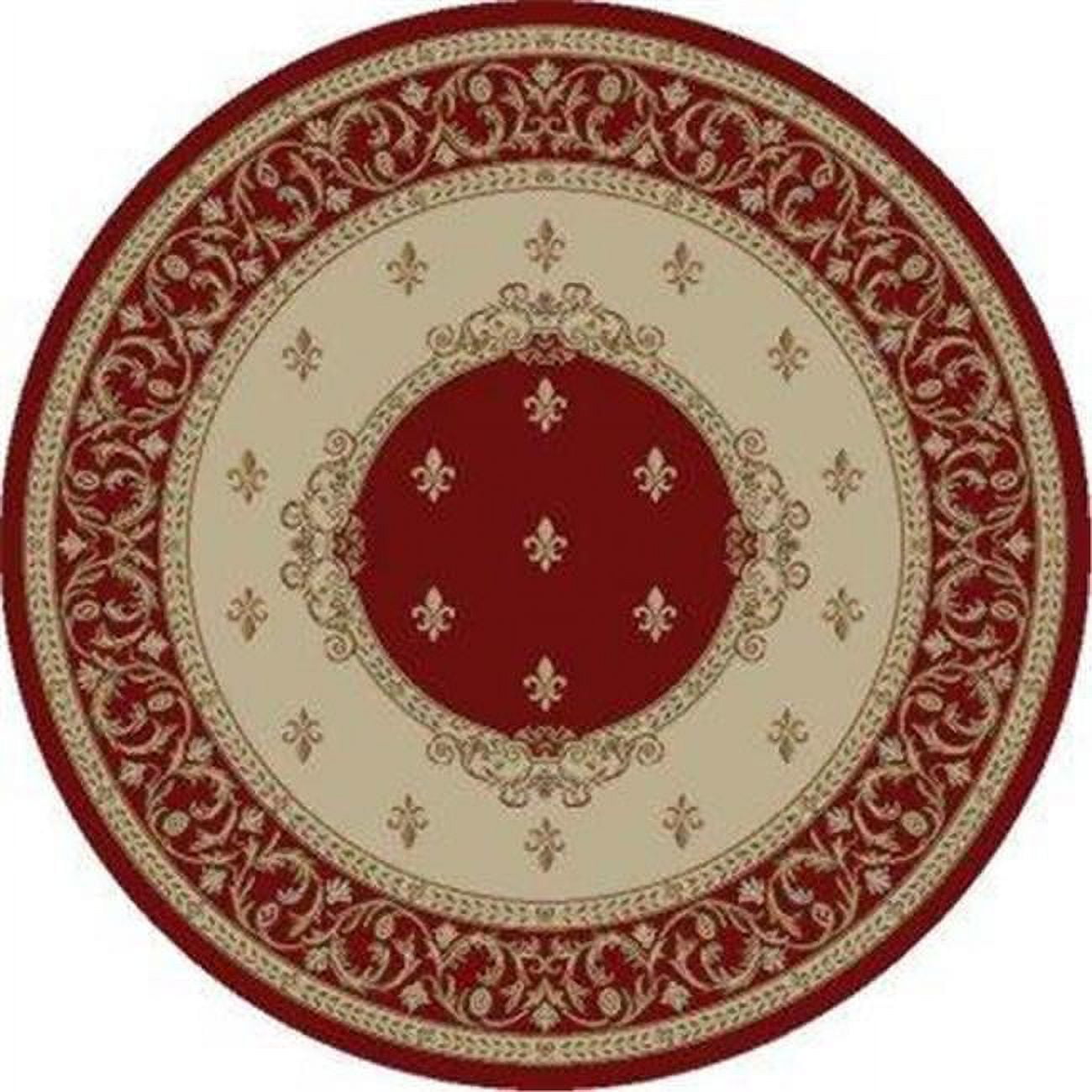 3 ft. 11 ft. x 5 ft. 7 in. Jewel F. Lys Medallion - Red