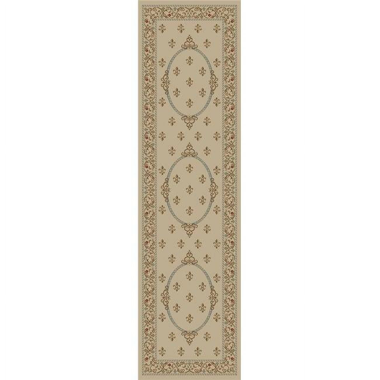 2 ft. 3 in. x 7 ft. 7 in. Jewel Fleur De Lys Medallion - Ivory