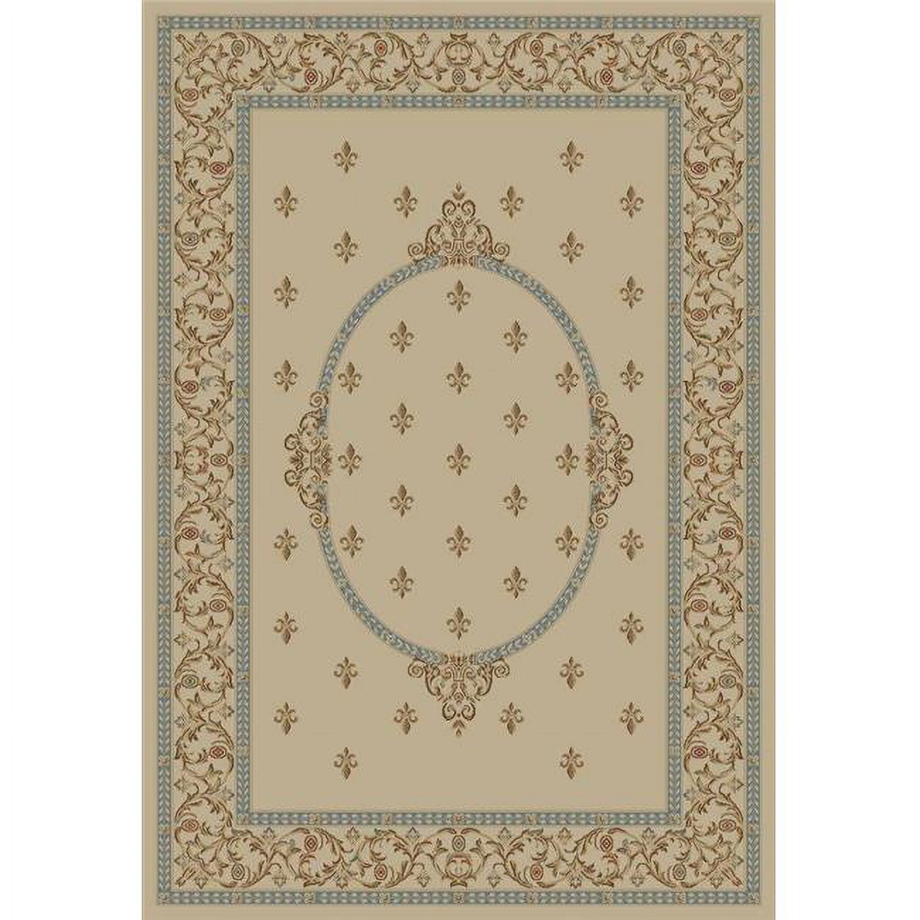 Concord Global 63126 6 ft. 7 in. x 9 ft. 3 in. Jewel F.Lys Medallion - Ivory