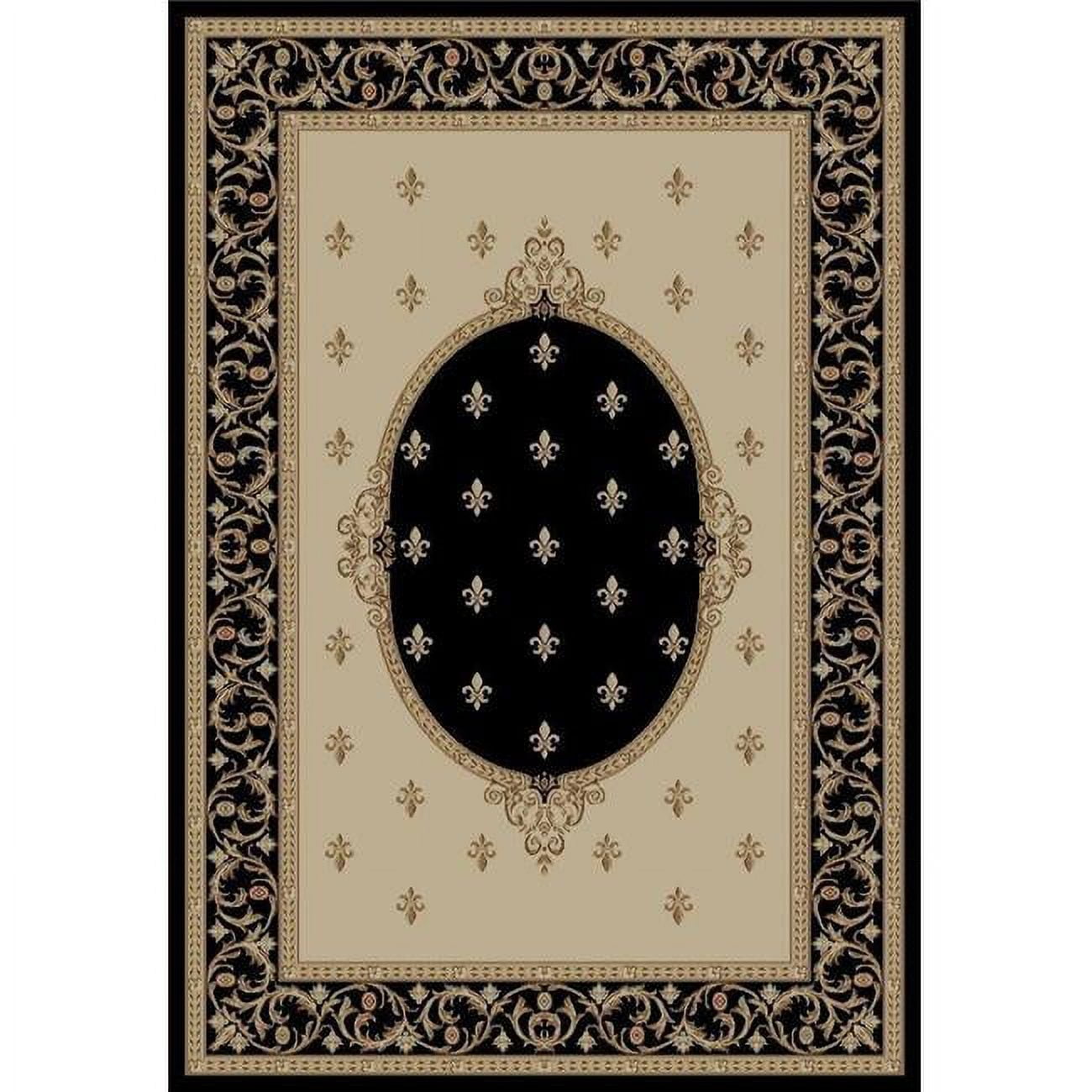 Concord Global 63136 6 ft. 7 in. x 9 ft. 3 in. Jewel F. Lys Medallion - Black
