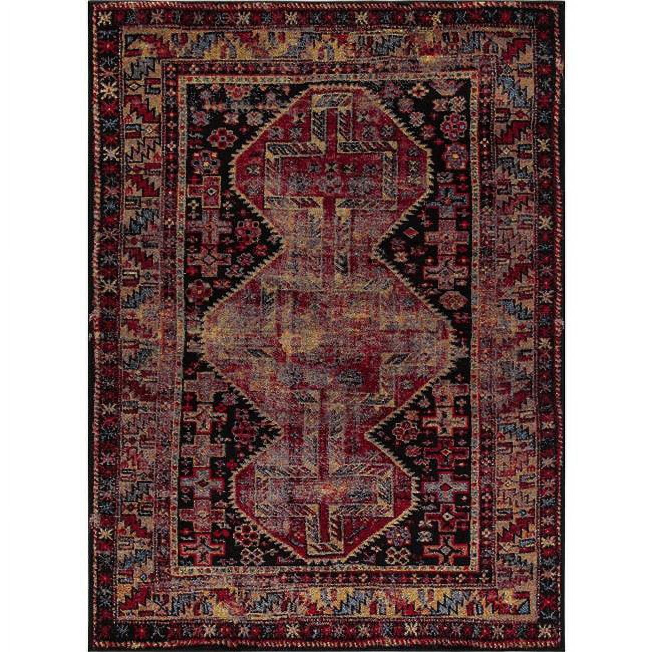 2 ft. 7 in. x 5 ft. Diamond Antique - Black, Red