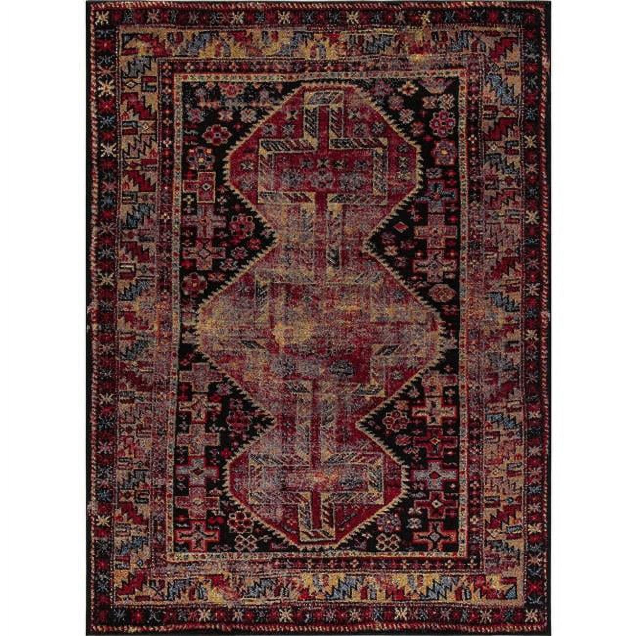 5 ft. 3 in. x 7 ft. 3 in. Diamond Antique - Black, Red