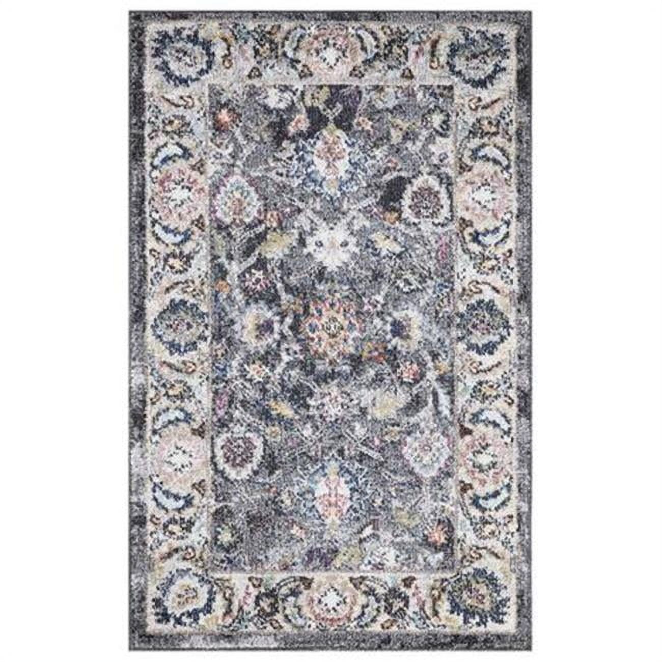 3 x 4 ft. Vintage Istanbul Border Rectangle Area Rug, Gray