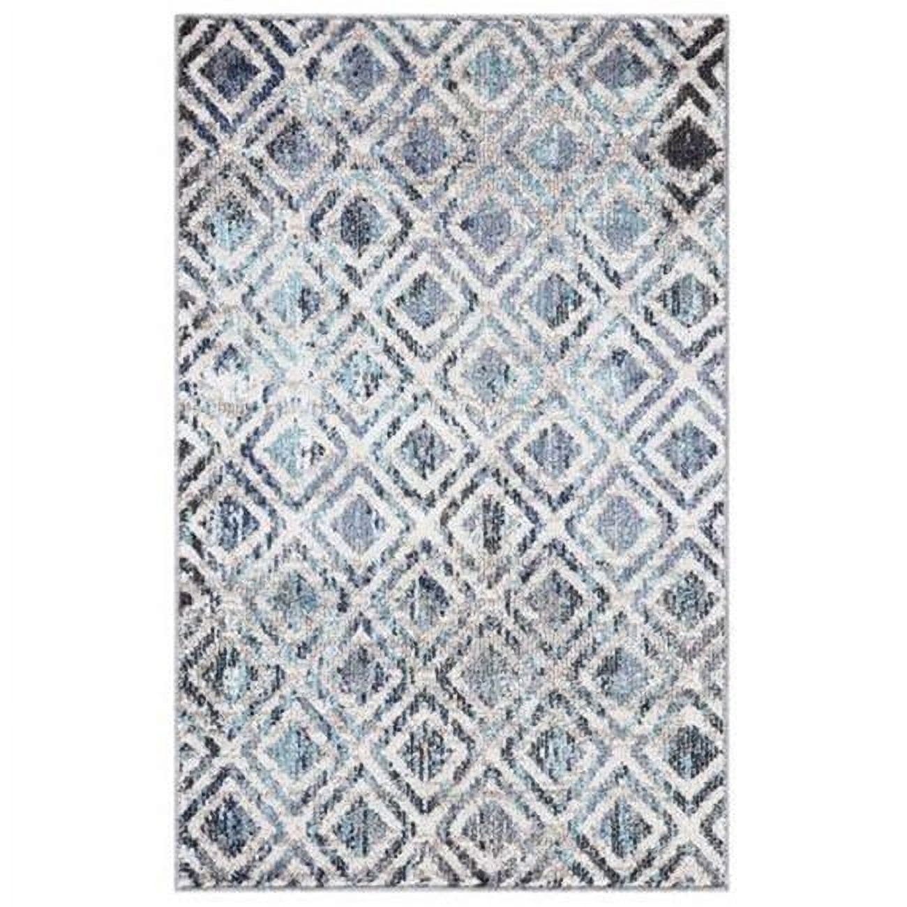 5 x 7 ft. Vintage Diamonds Geometric Rectangle Area Rug, Blue
