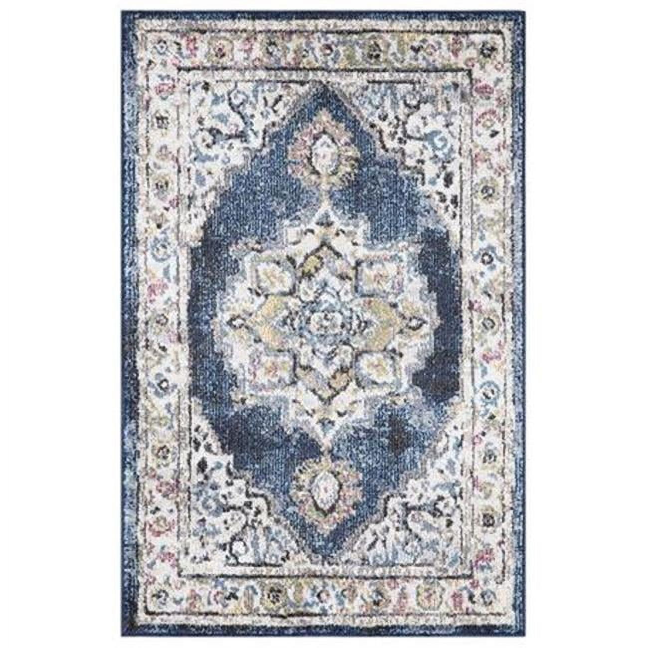 3 x 4 ft. Vintage Oushak Medallion Rectangle Area Rug, Navy