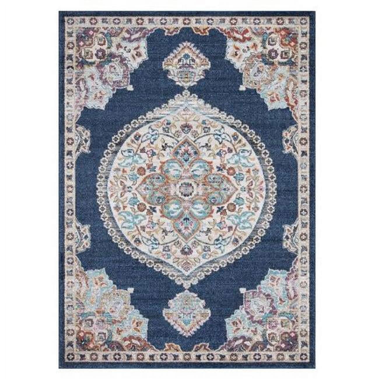 7 x 9 ft. Vintage Oushak Medallion Area Rug, Navy