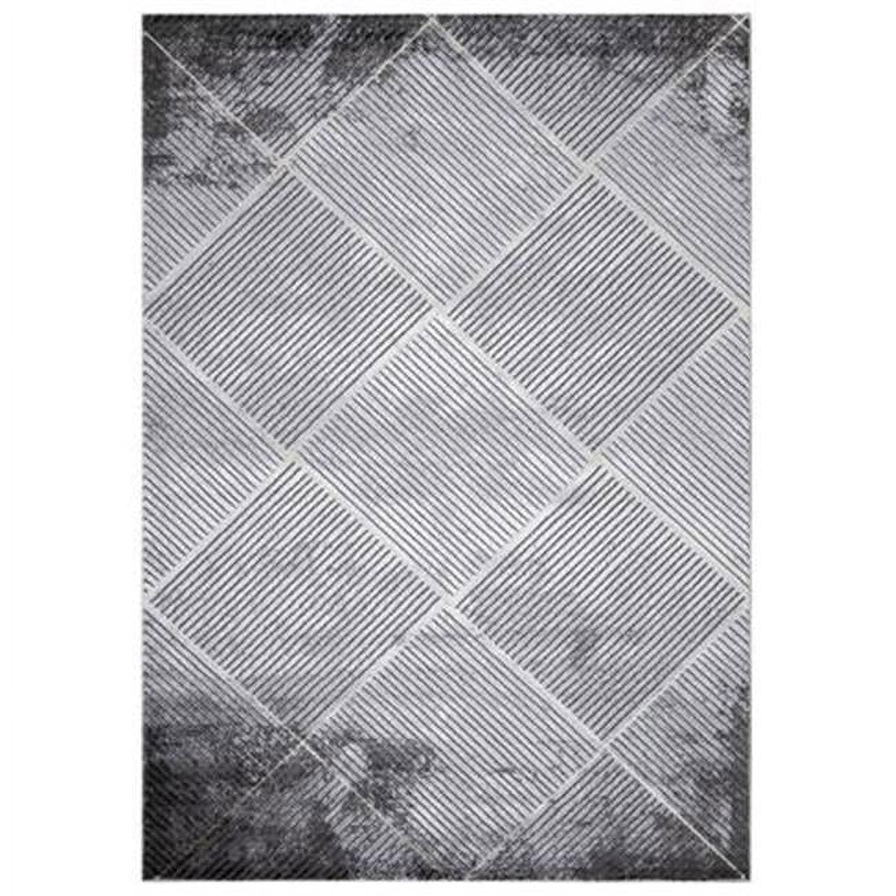 3 x 5 ft. Brighton Matrix Geometric Rectangle Area Rug, Gray