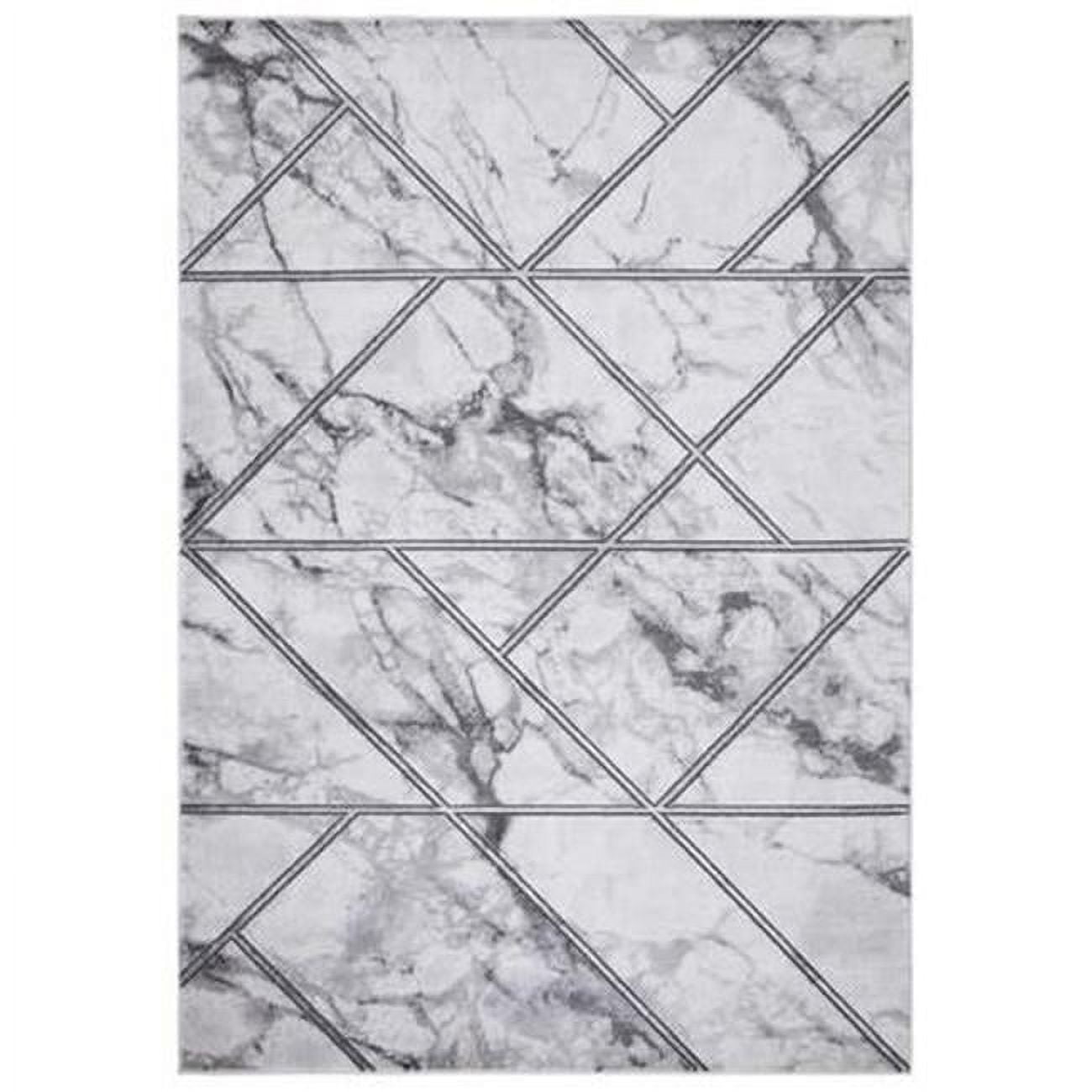 3 x 5 ft. Brighton Bellucci Geometric Rectangle Area Rug, Silver