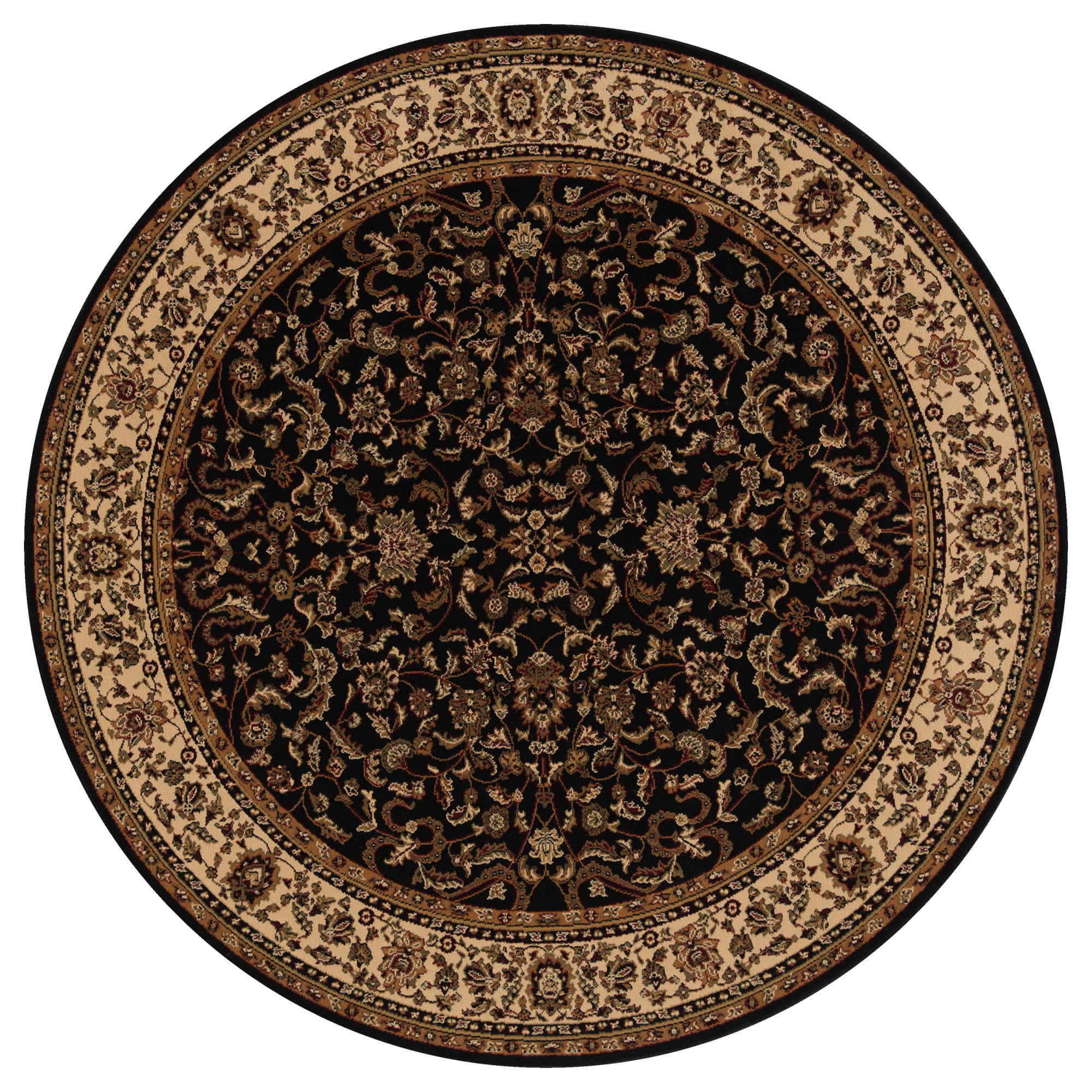 Picture of Concord Global 20230 5 ft. 3 in. Persian Classics Kashan - Round&#44; Black