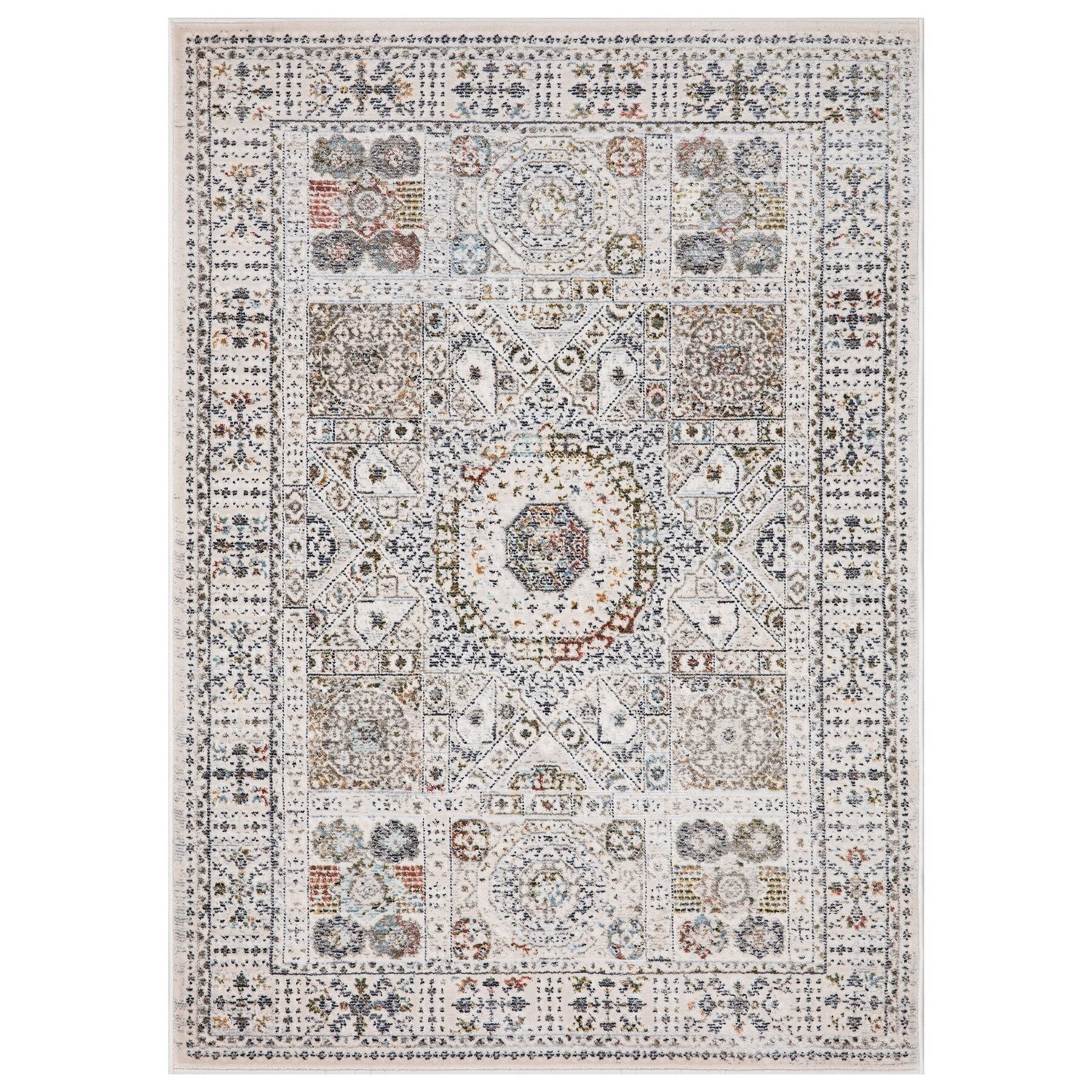 3 x 5 ft. Suzani Medallion Rectangle Area Rug - Ivory