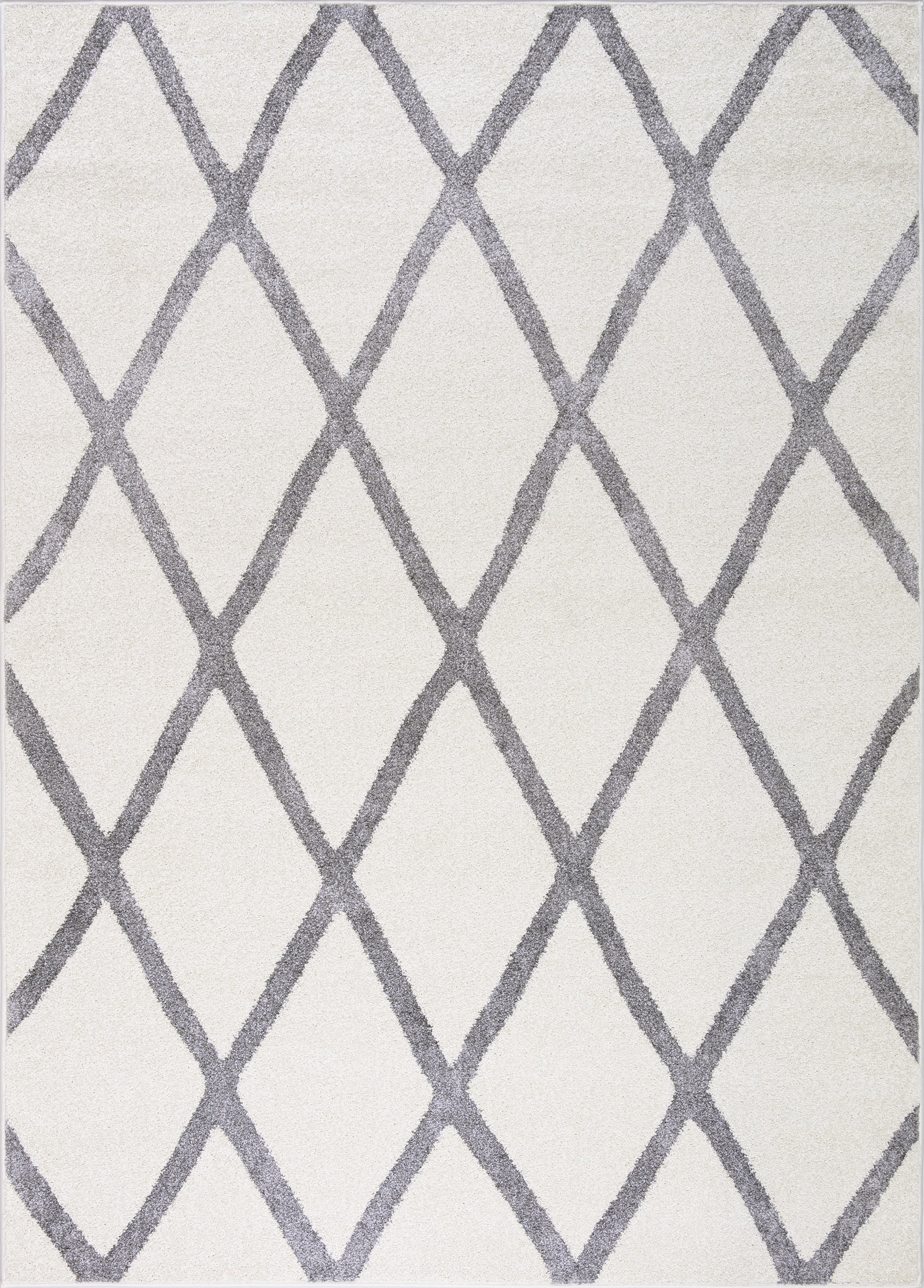 Charlotte 48026 6 ft. 7 in. x 9 ft. 3 in. Diamond Rectangle Area Rug, Ivory