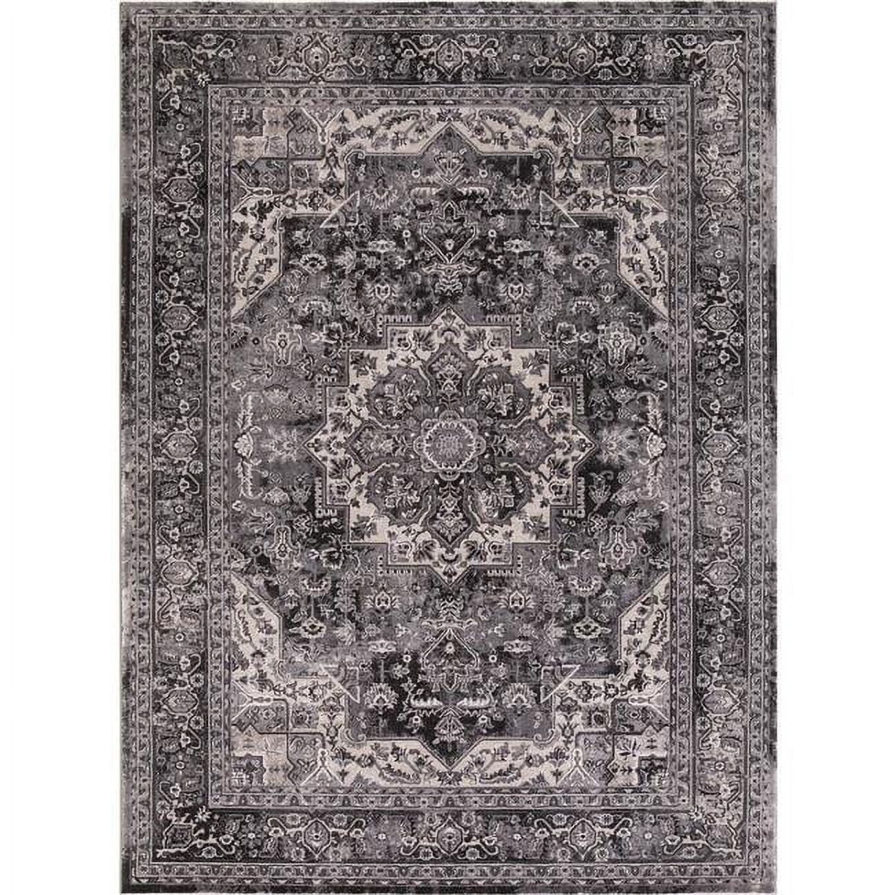 9 ft. 3 in. x 12 ft. 10 in. Home Decorators Angora Medallion Rectangular Oriental Area Rug - Anthracite