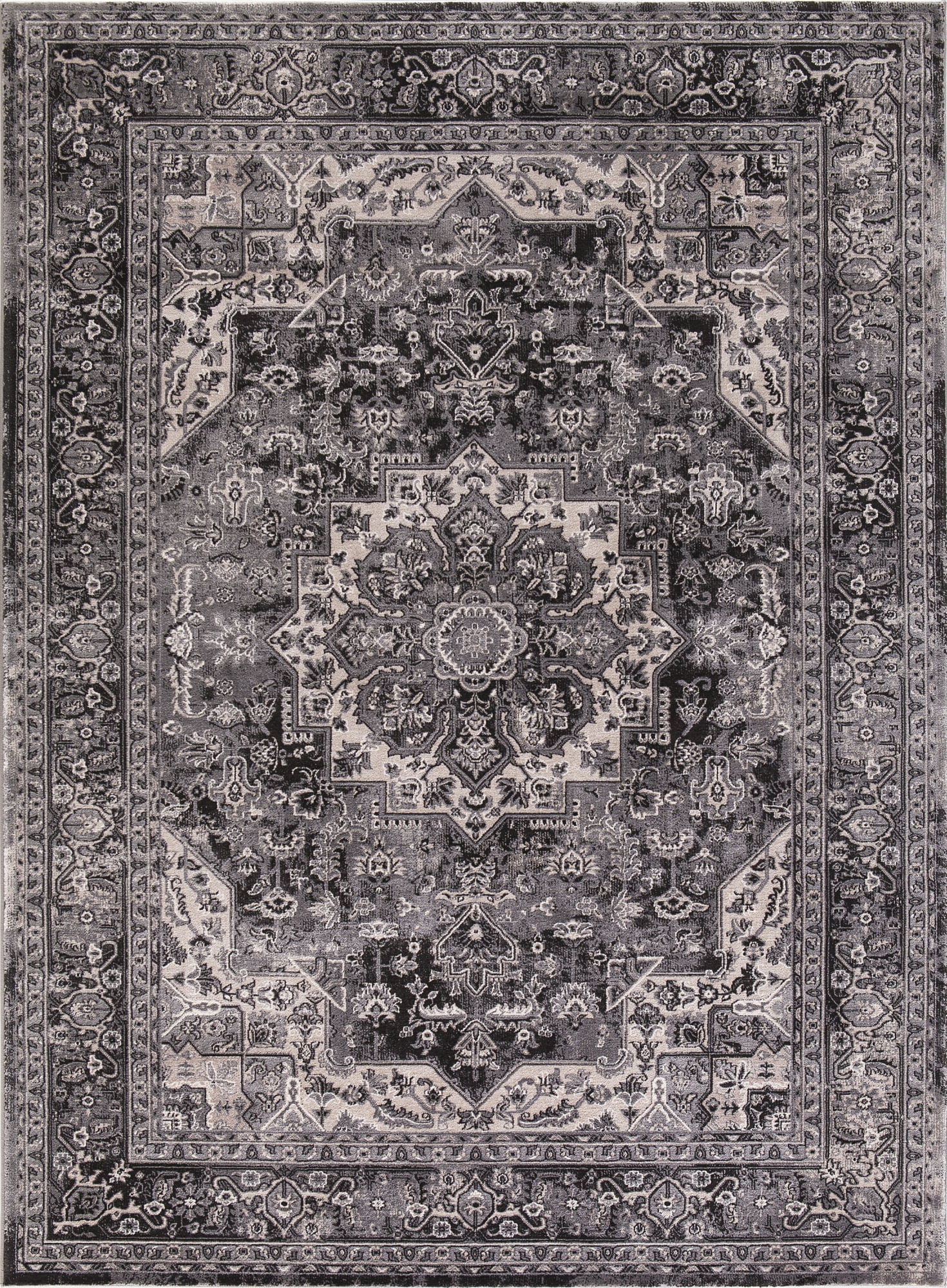 Picture of Concord Global 28336 6 ft. 7 in. x 9 ft. 3 in. Kashan Heriz - Anthracite