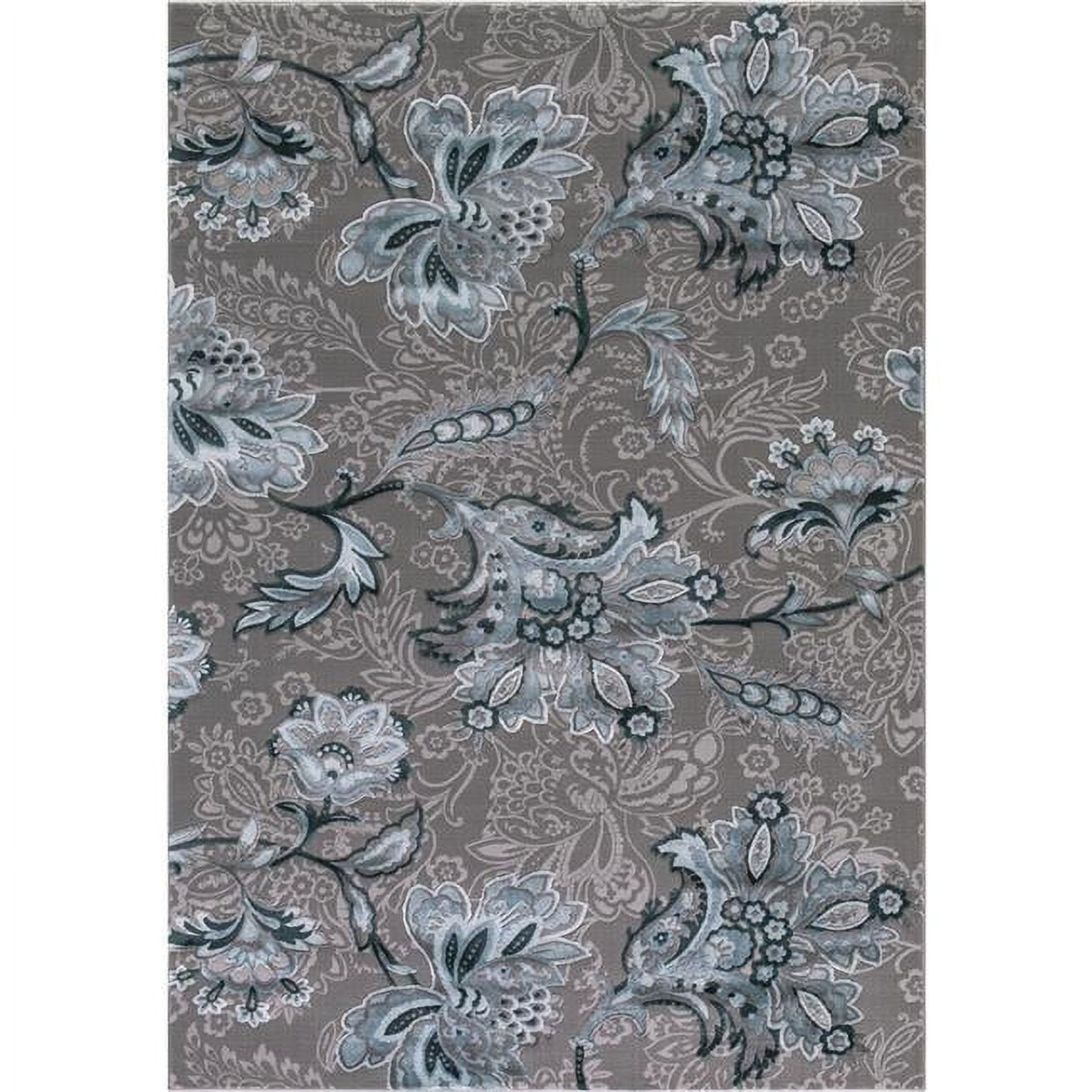 Concord Global 29554 3 ft. 3 in. x 4 ft. 7 in. Thema Jacobean - Teal, Gray