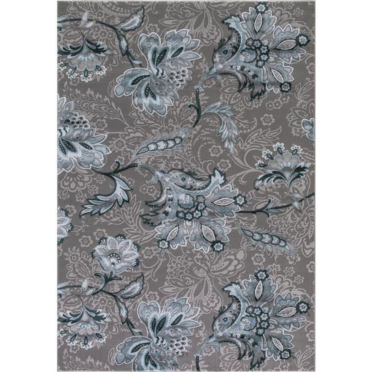 5 ft. 3 in. x 7 ft. 3 in. Thema Jacobean - Teal, Gray