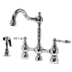 500440-SNI Swivel Spout, Double Lever Handle Bridge Kitchen Set with Handspray - Satin Nickel