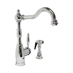 Swivel Spout, Side Lever Single Hole Kitchen Set with Handspray - Polished Chrome