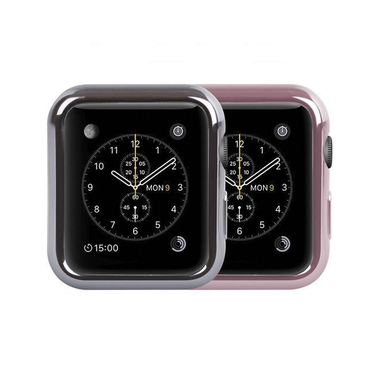 AWBC-38 38 mm Silicone Bumper Case for Apple Watch, Silver & Pink - Pack of 2 -  W Appliance company LLC