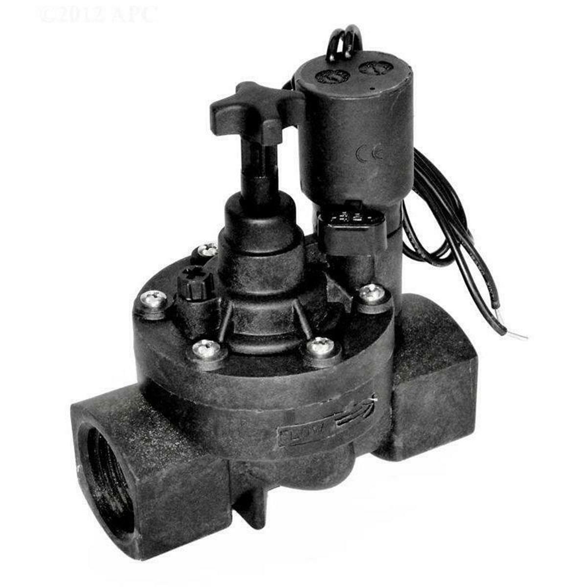 SOL100 1 in. Plastic Valve 24V Solenoid with Flow Control, Black