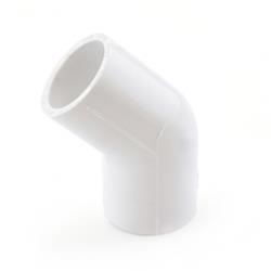 417010 1 in. PVC Pipe Fitting, White - Schedule 40 & 45 Degree Elbow