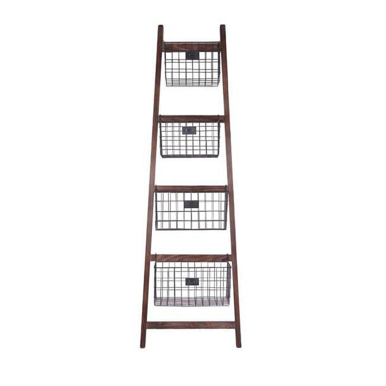 Picture of CheungsRattan 4606 Vertical Wooden Wall Stand with 4 Metal Baskets