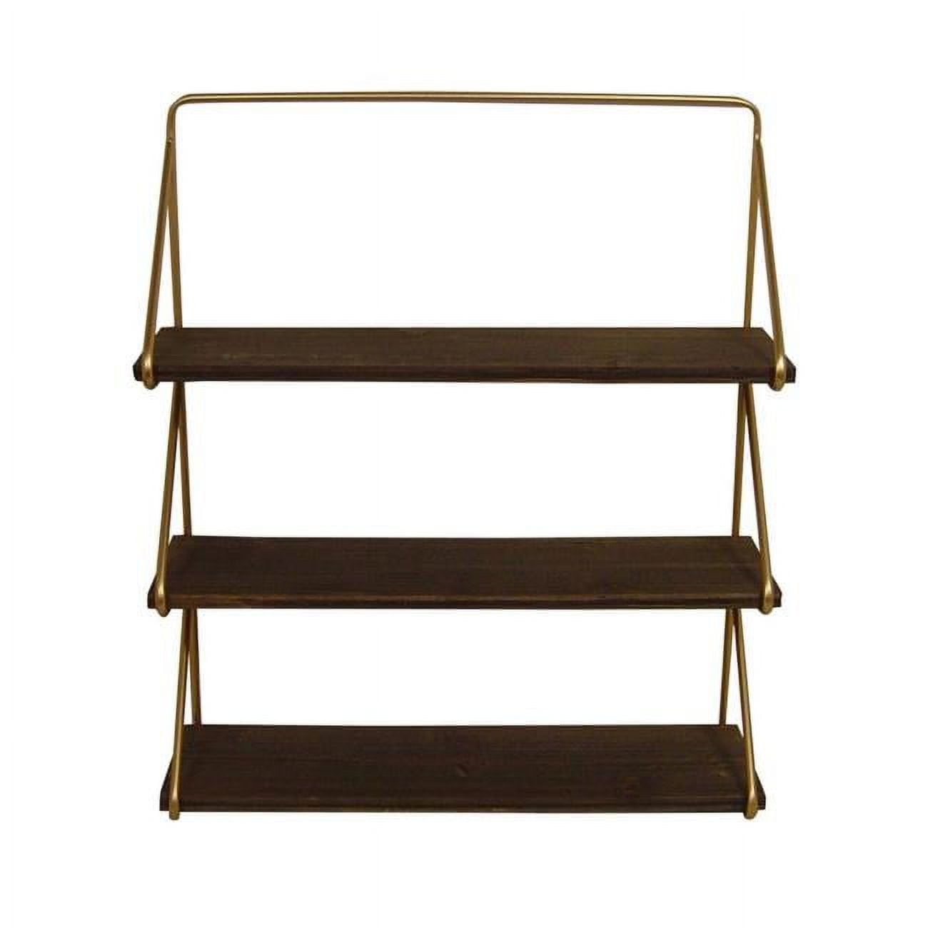 Picture of Cheungs 4807 3-Tier Brown Wood Wall Shelf with Gold Frame