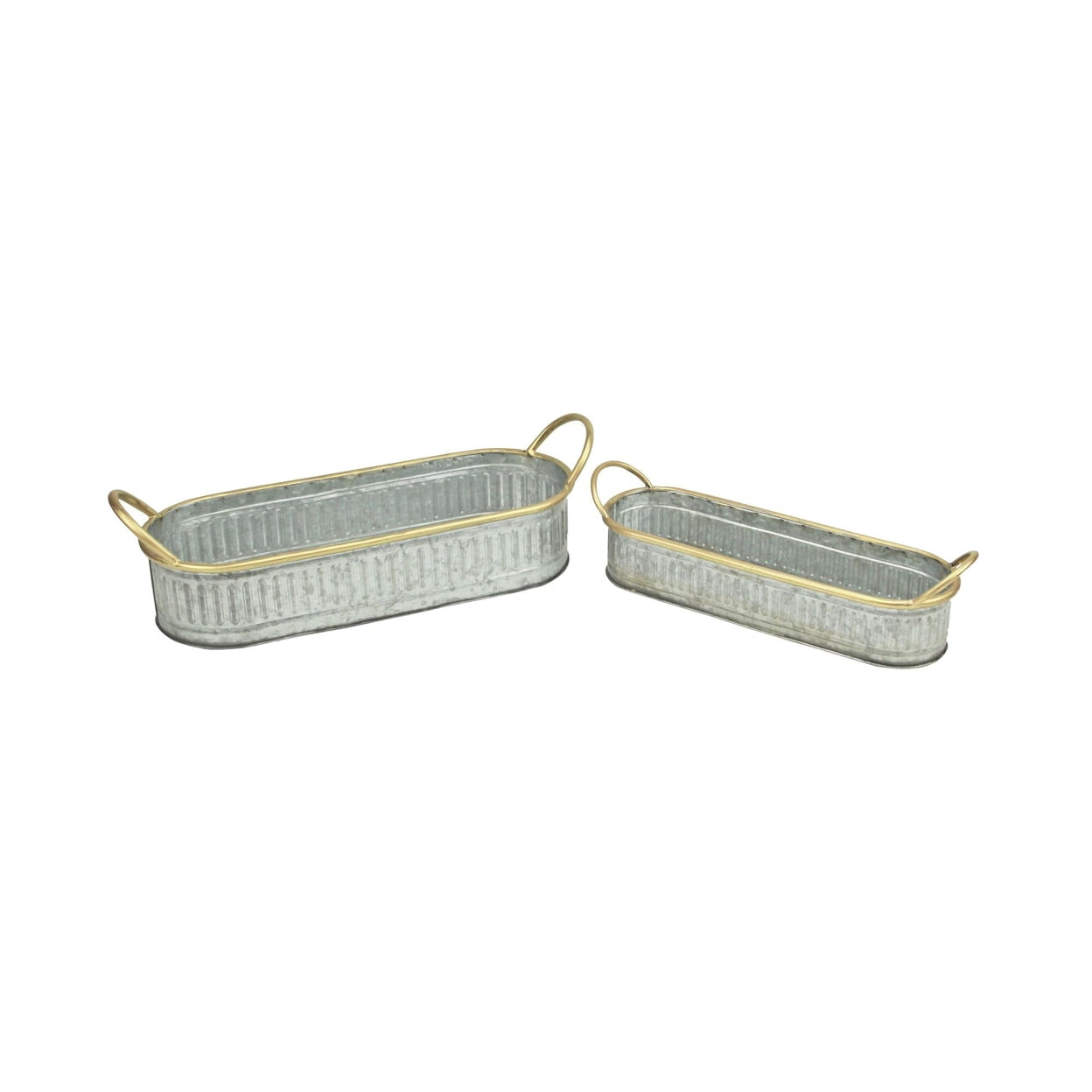Picture of Cheungs 5443-2 Oval Container with Gold Rim & Handles - Set of 2