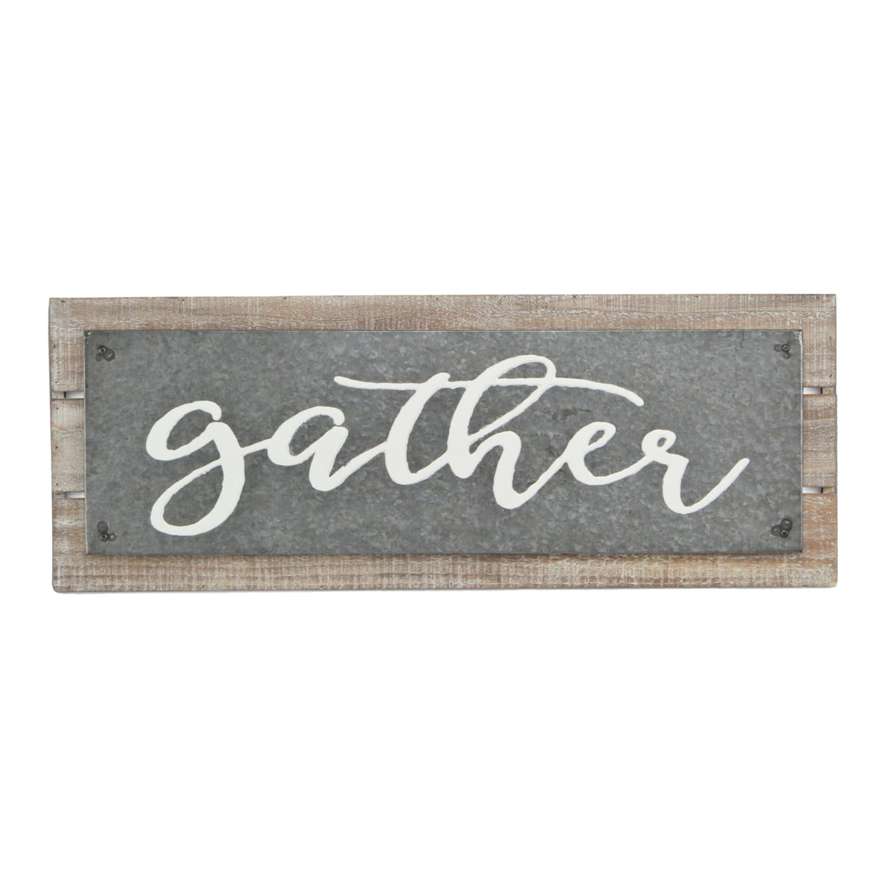 Picture of Cheungs 5425 Metal Wall Art on Wood Plank with Epoxy Printed Text - Gather