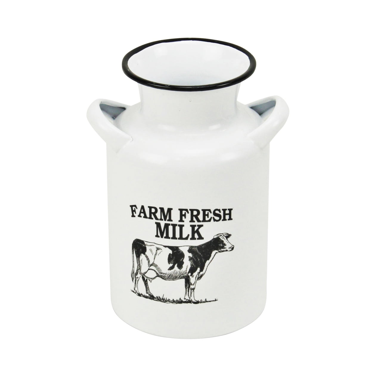Picture of Cheungs 5436S White Metal Lacquered Finish Milk Jug with Cow with Farm Fresh Milk Text - Small