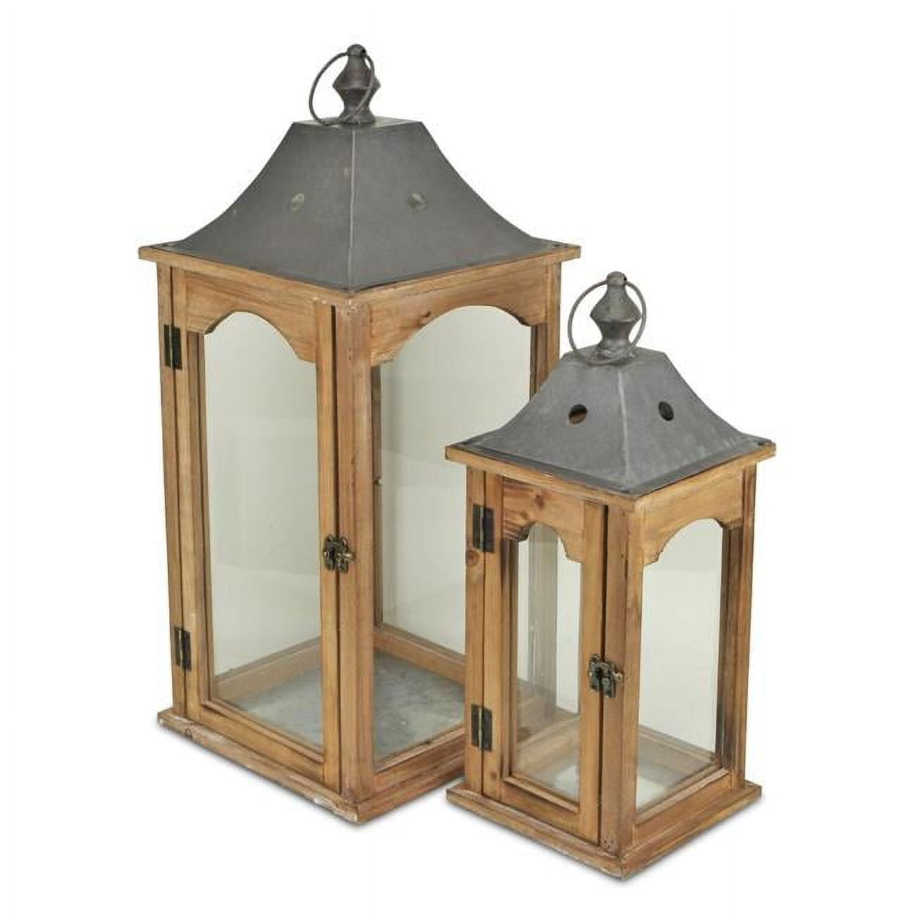 Picture of Cheungs FP-4476-2 Clear Rustic Handmade Lantern - Set of 2