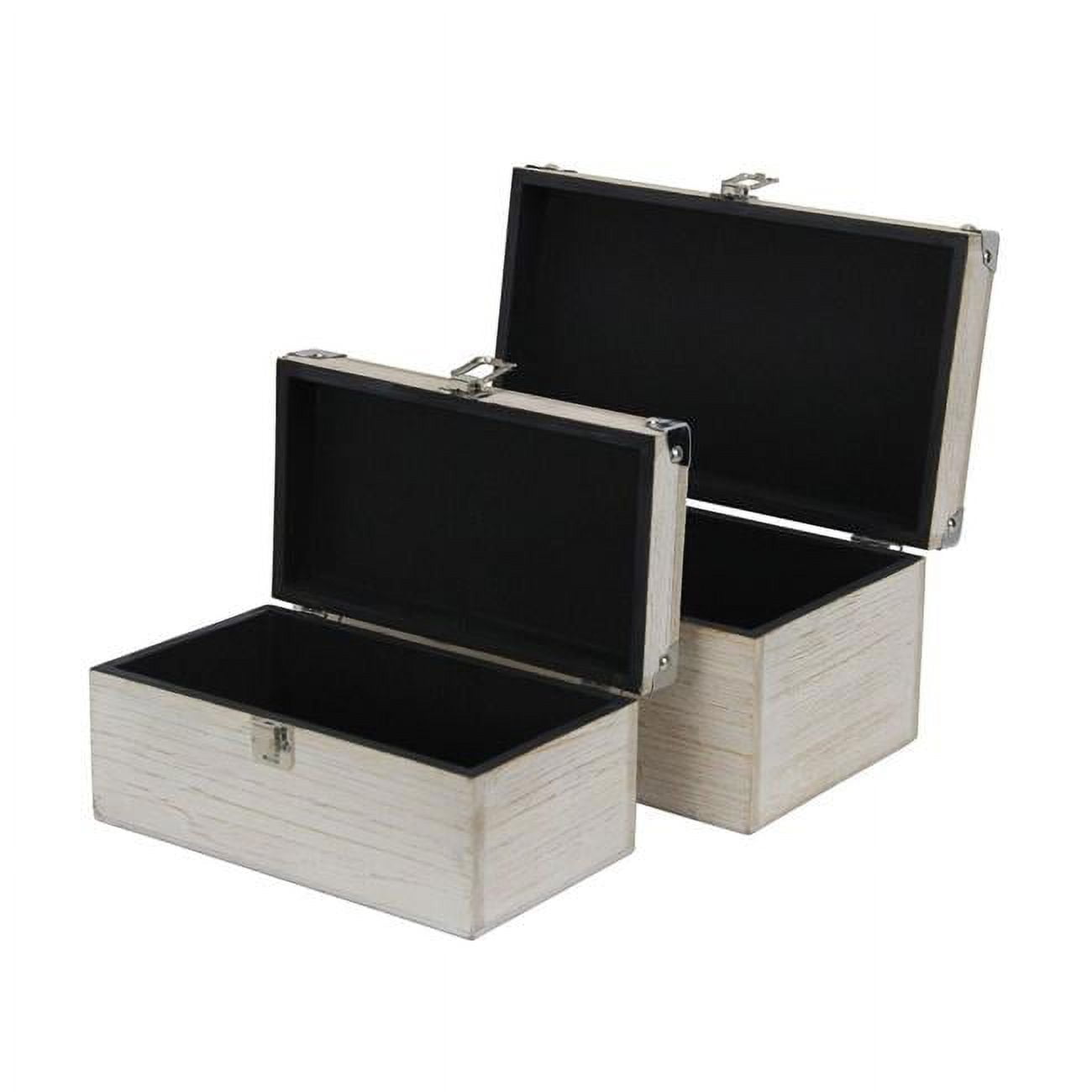 Picture of Cheungs 5152-2WT White Wash Wood Box with Bronze Corner Accent - Set of 2