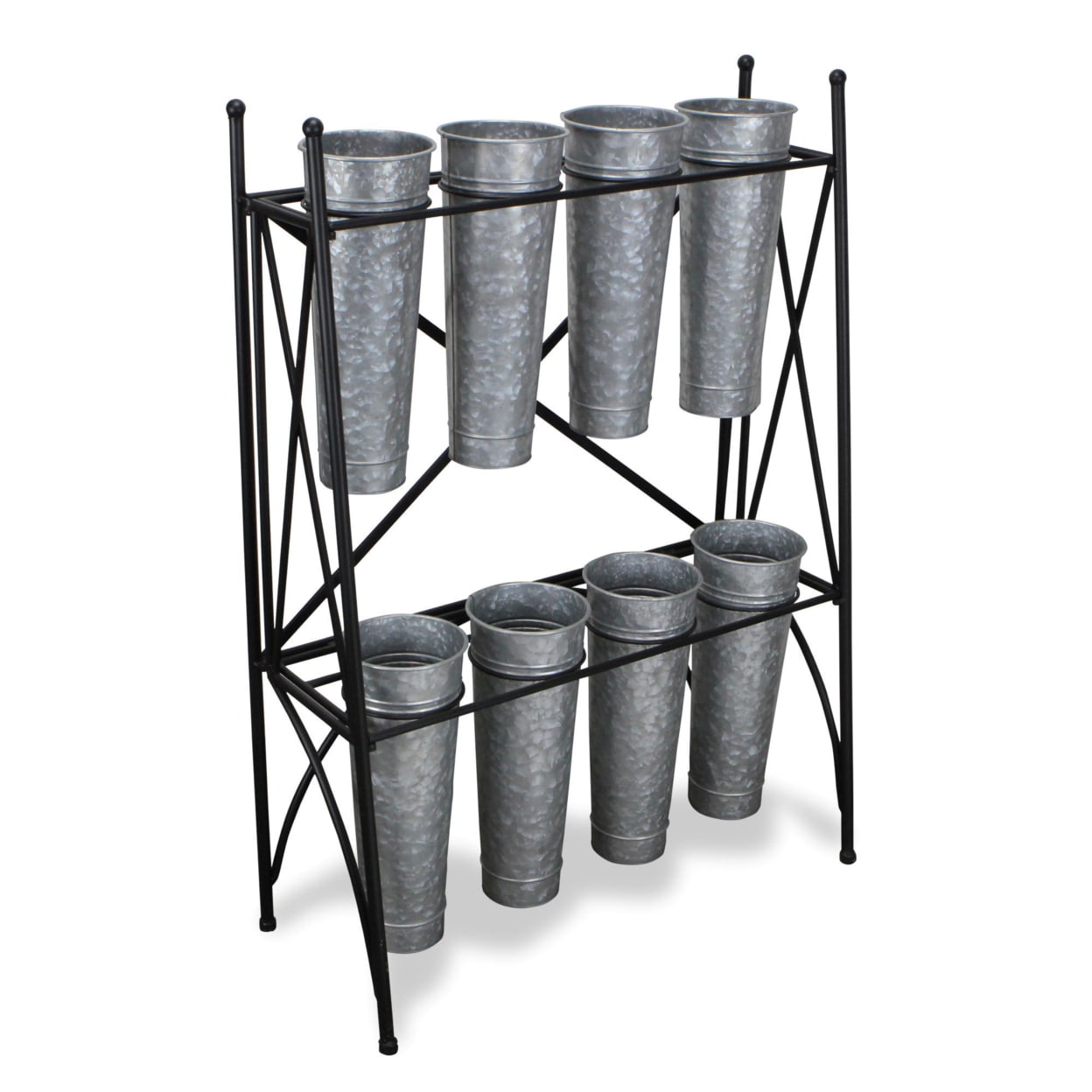 Picture of Cheungs 5201 8 Pot Plant Stand with Galvanized Pots