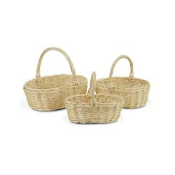Picture of Cheungs UW-89202-3 Oval Natural Willow Baskets with Braided Handle - Set of 3