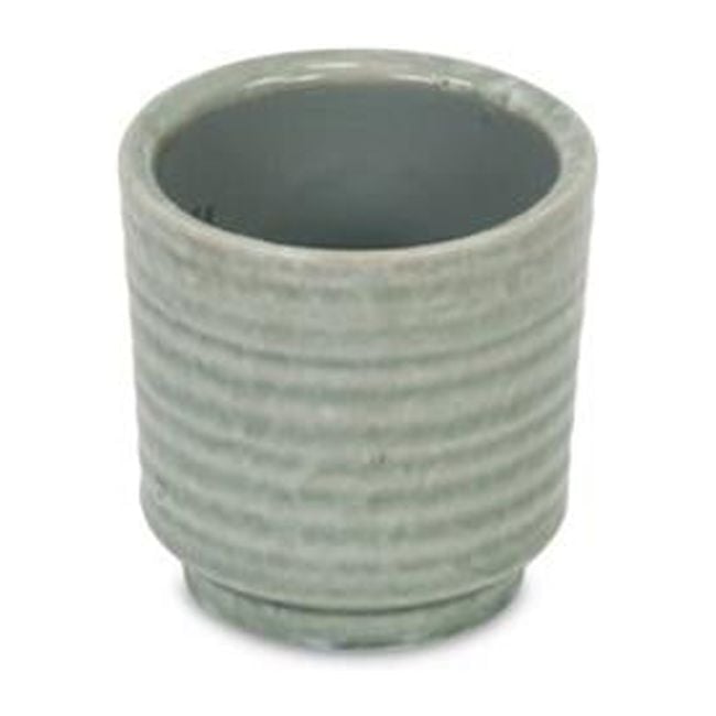 Celadon Rippled Ceramic Planter, Green