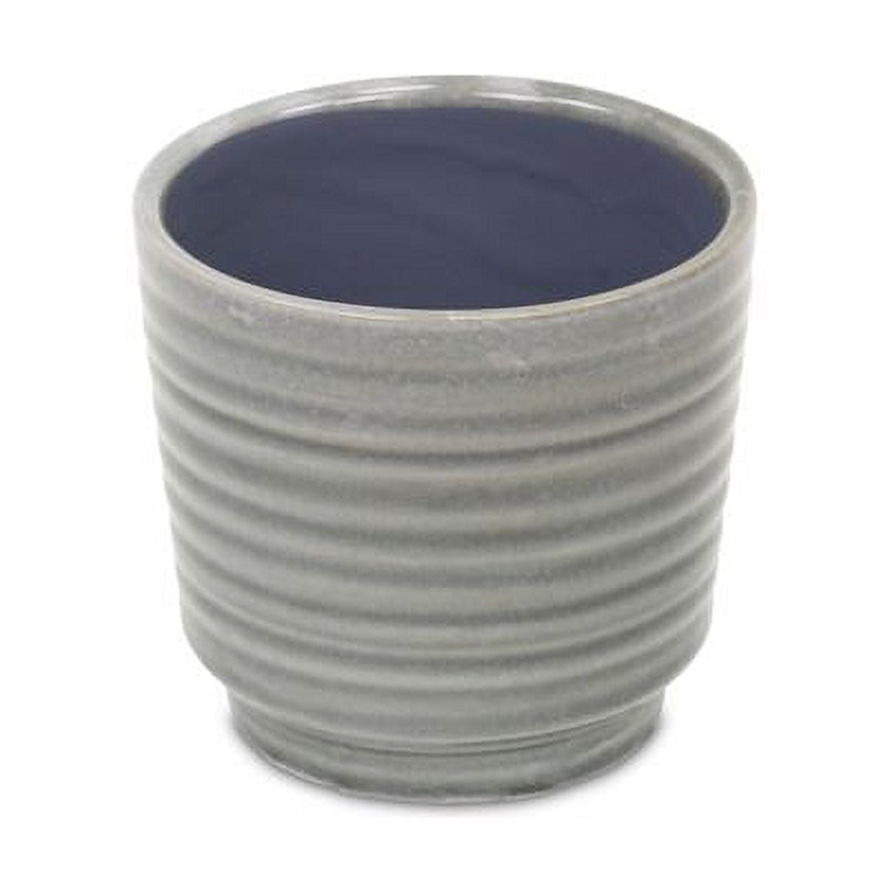 Rippled Ceramic Planter, Gray