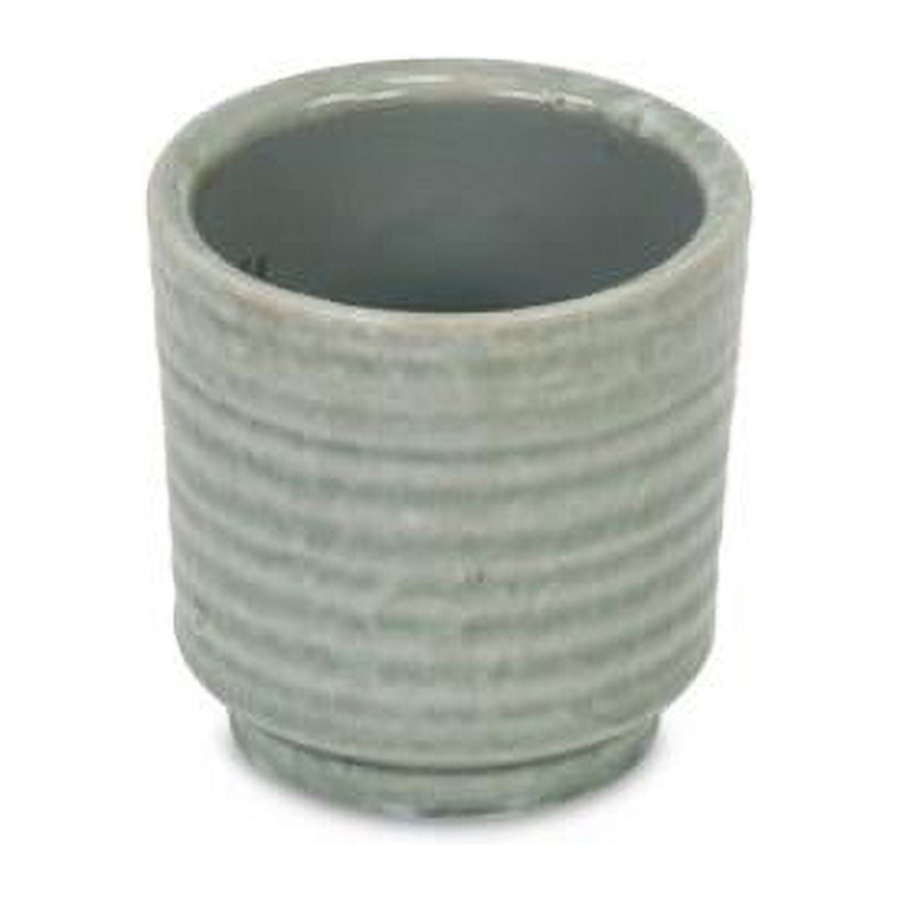 5659GRN Celadon Rippled Ceramic Planter, Green