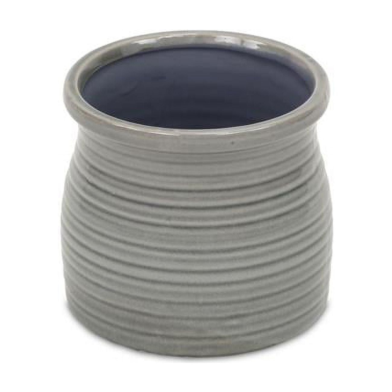 Curved Ceramic Planter, Gray