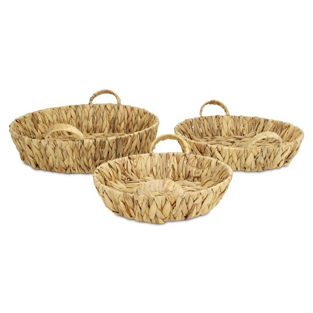 Picture of Cheungs 5827-3 Laelia Water Hyacinth Woven Round Basket Tray Set