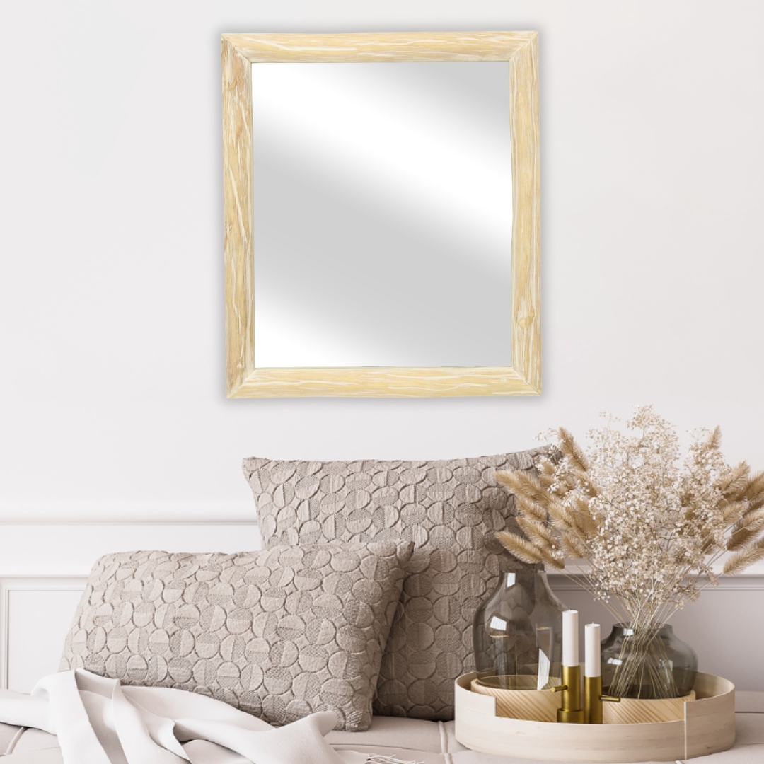 Picture of Cheungs 5882 Emmalora Painted Natural Wood Bar Framed Mirror&#44; Whitewash