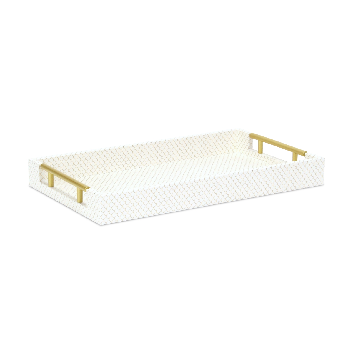 Picture of Cheungs 6058CH Mariline Elegant Fish Scale Pattern Rectangular Tray & Gold Handles&#44; Champagne