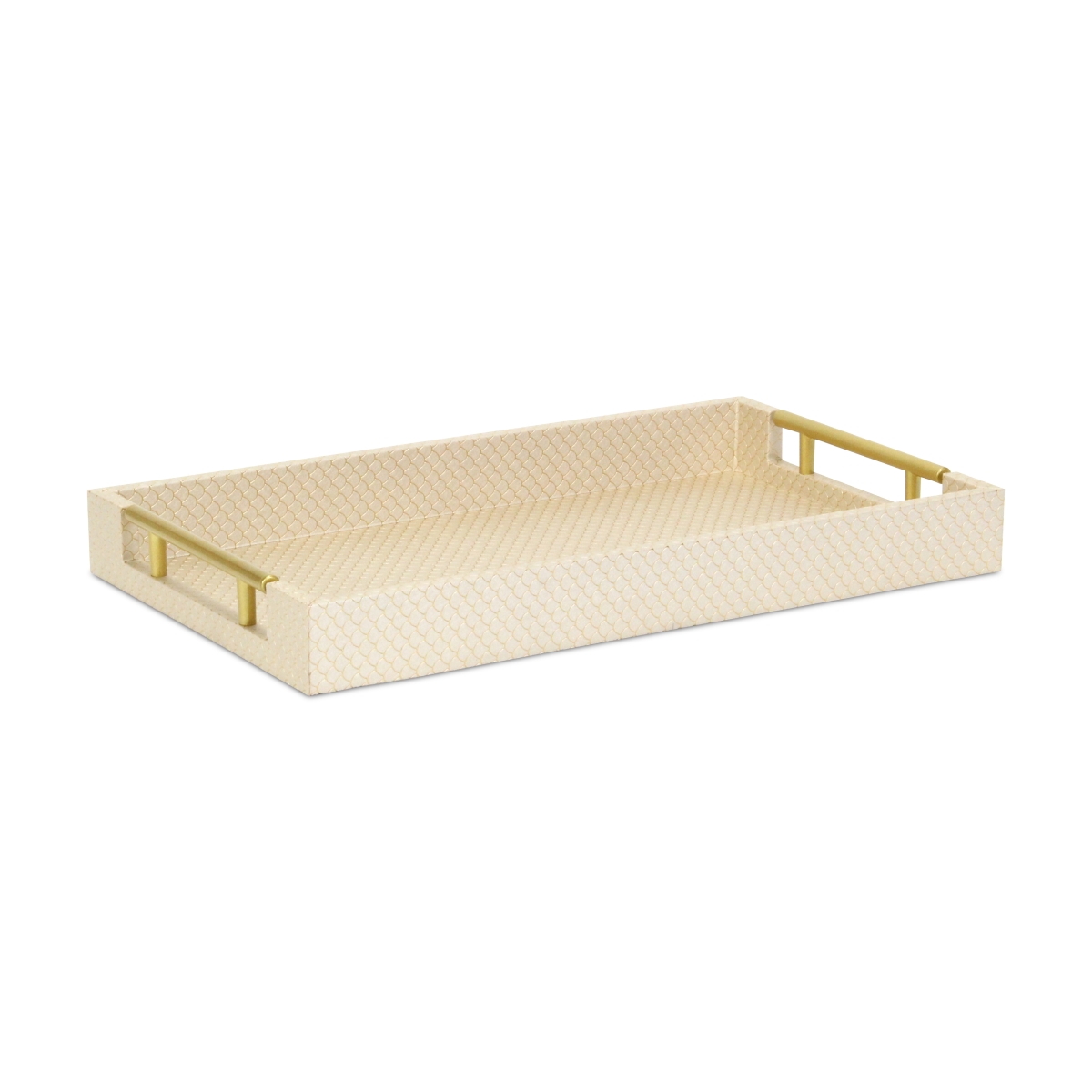 Picture of Cheungs 6058GD Mariline Elegant Fish Scale Pattern Rectangular Tray & Gold Handles&#44; Gold