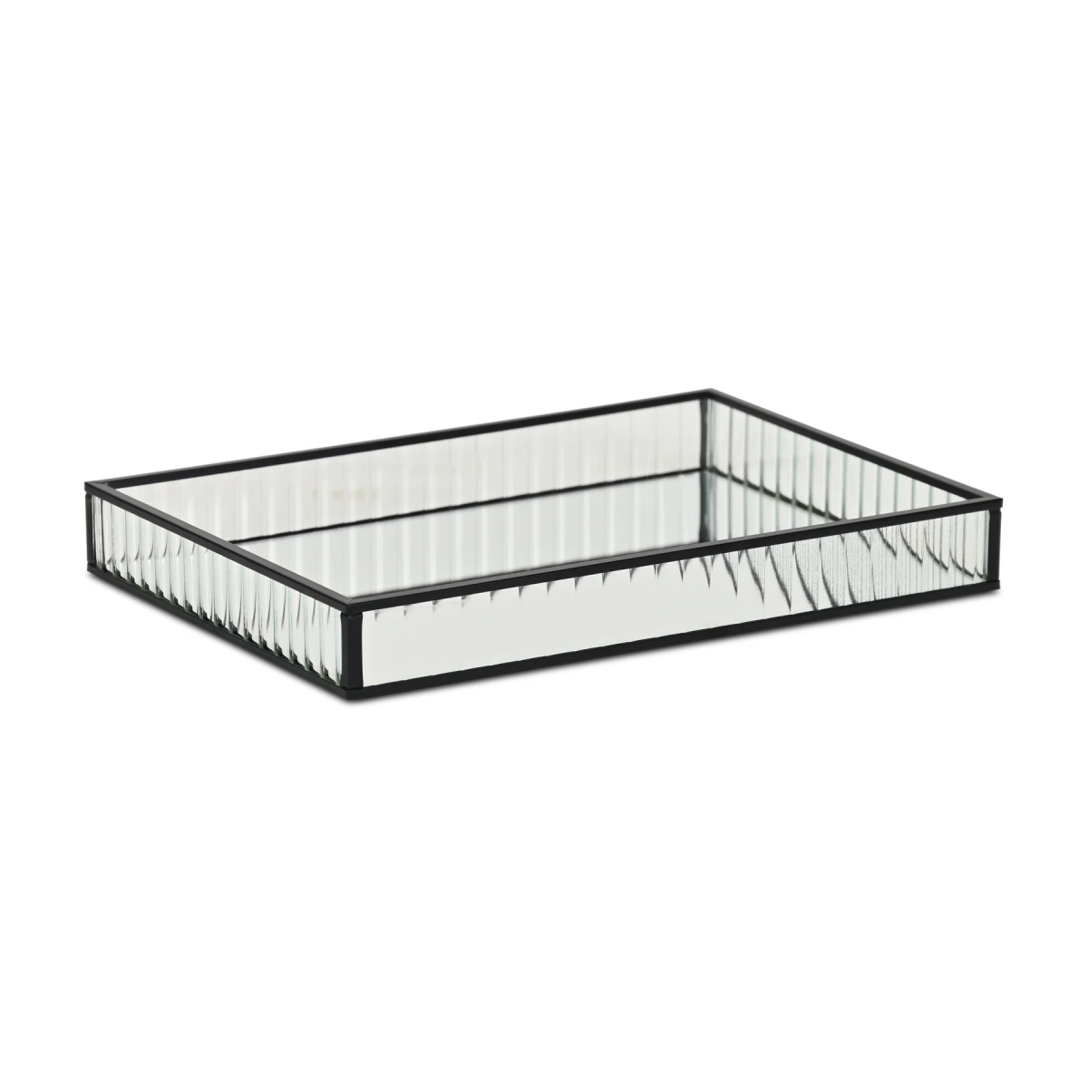 Picture of Cheungs 6136BK-L Veldra Rectangular Fluted Glass Tray, Black - Large
