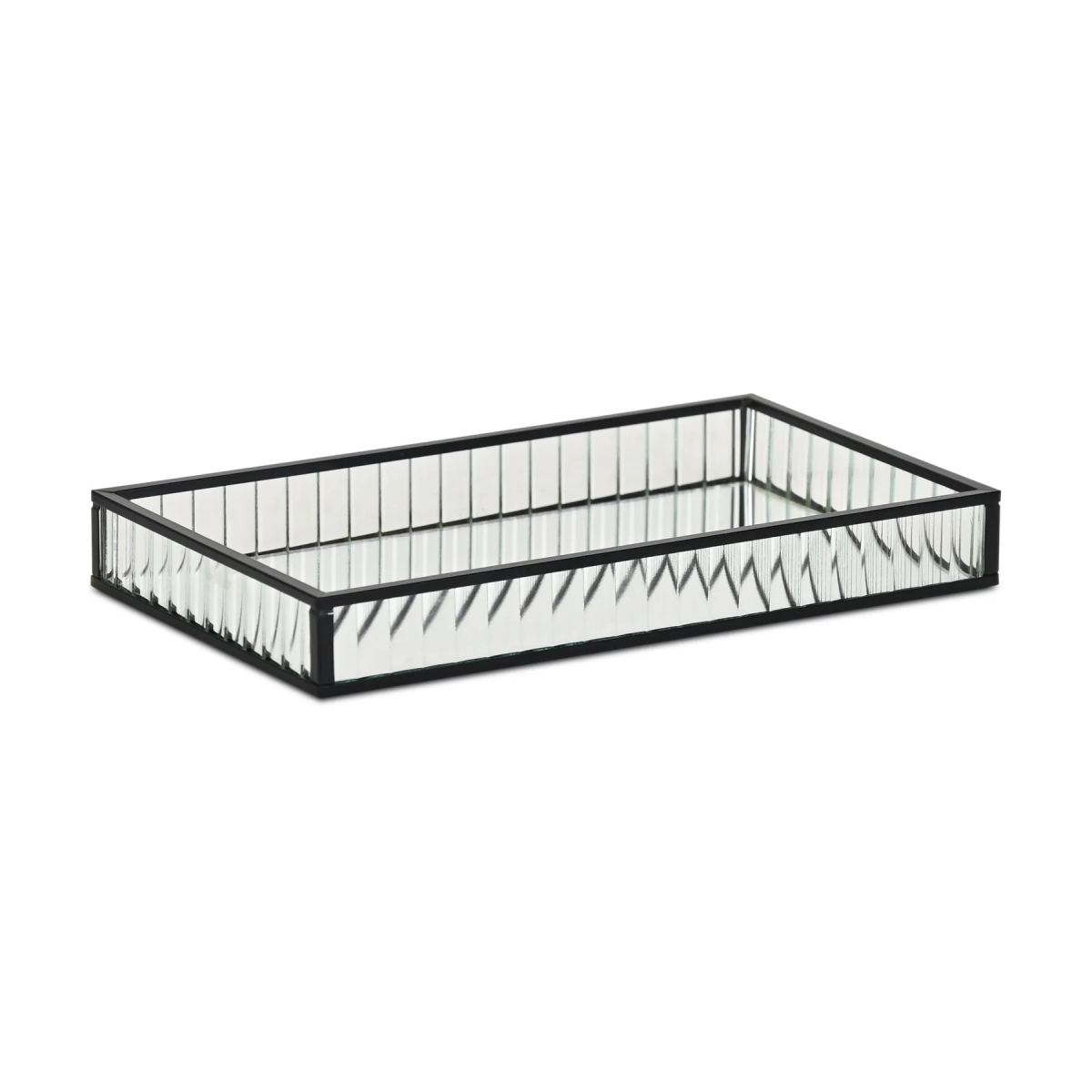 Picture of Cheungs 6136BK-S Veldra Rectangular Fluted Glass Tray, Black - Small