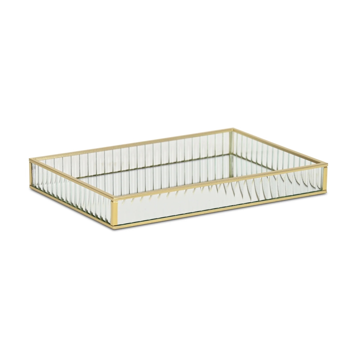 Picture of Cheungs 6136GD-L Veldra Rectangular Fluted Glass Tray, Gold - Large