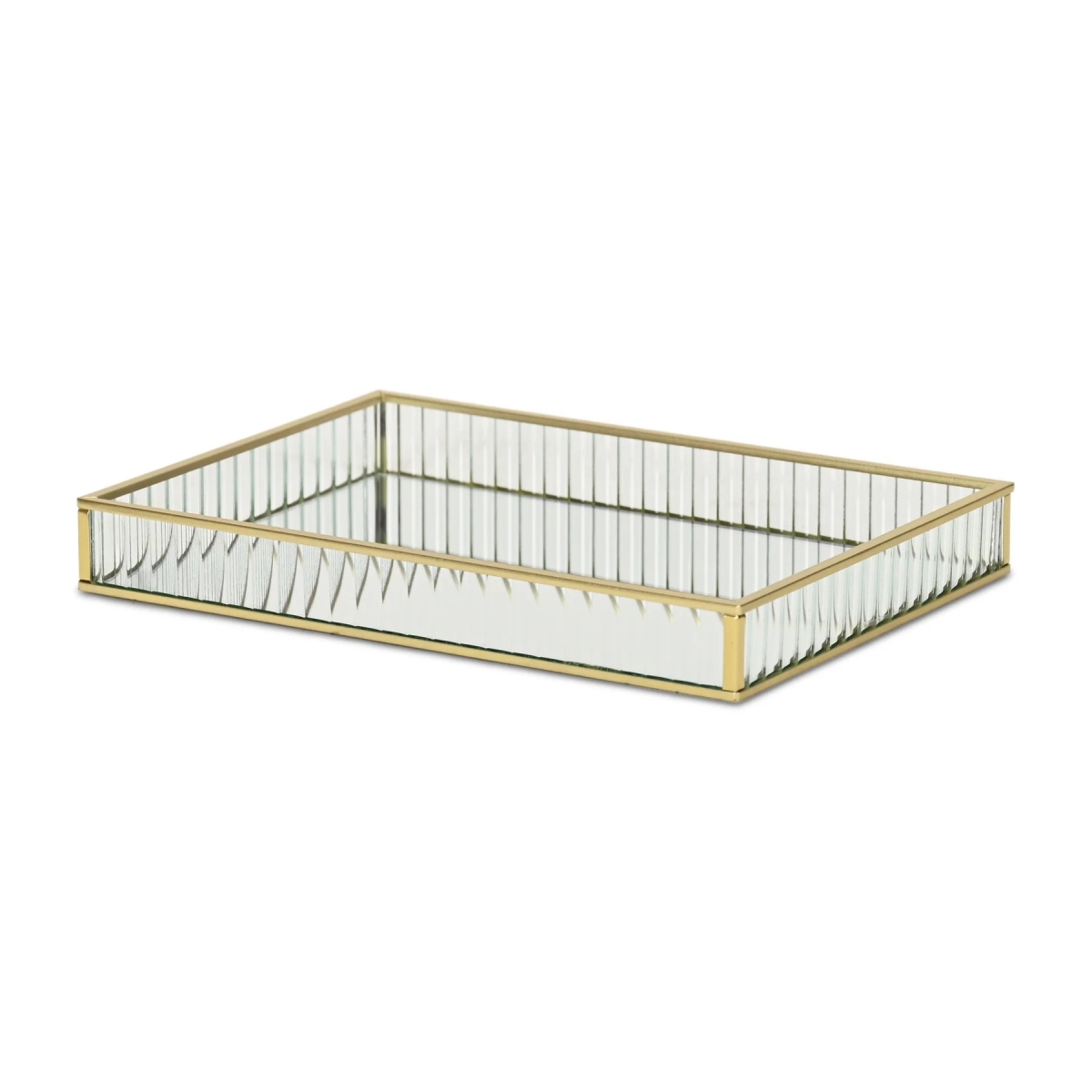 Picture of Cheungs 6136GD-S Veldra Rectangular Fluted Glass Tray, Gold - Small