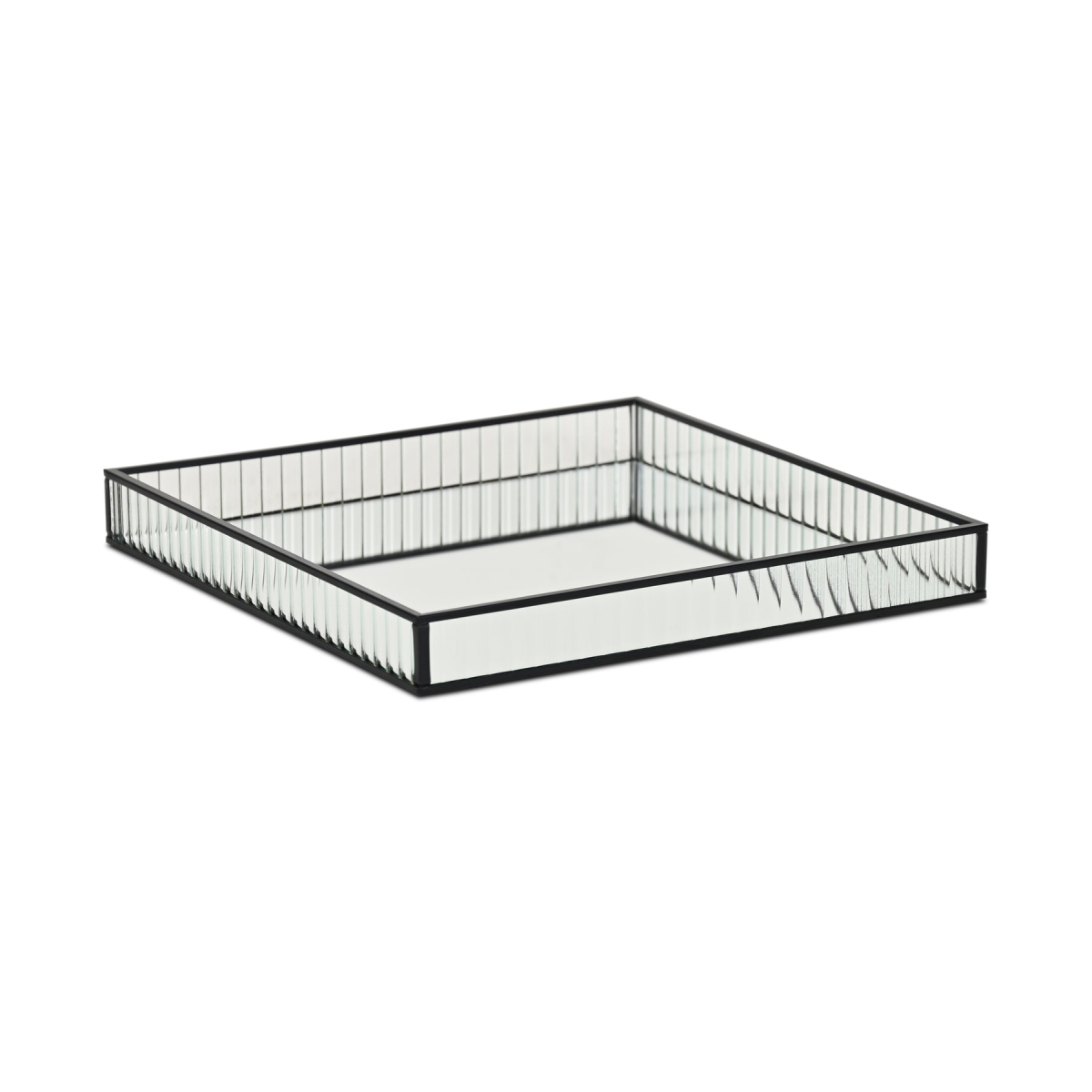Picture of Cheungs 6137BK-L Veldra Black Square Fluted Glass Tray - Large