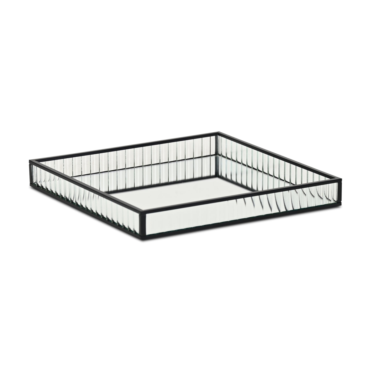 Picture of Cheungs 6137BK-S Veldra Black Square Fluted Glass Tray - Small