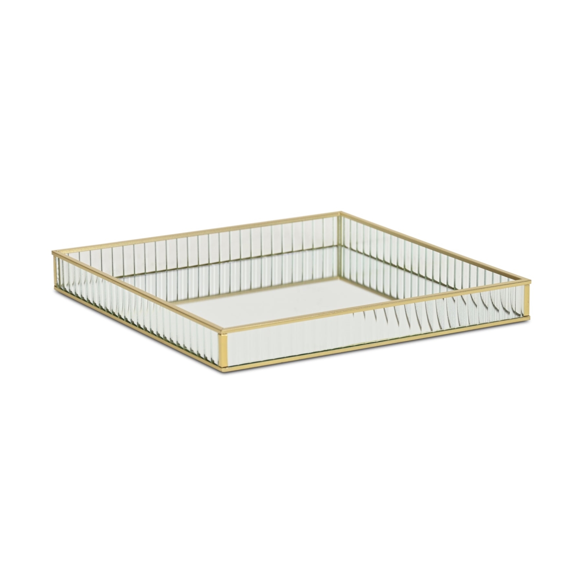 Picture of Cheungs 6137GD-L Veldra Gold Square Fluted Glass Tray - Large